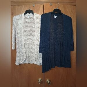 2 Croft & Barrow Lightweight Accent Cardigans. Navy & 2 Tone Beige. Women's L